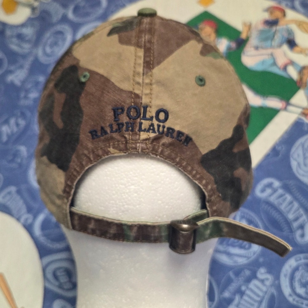 Polo Ralph Lauren Hat Mens Big Pony Camo American Flag Cap Adjustable Strapback - Picture 6 of 10